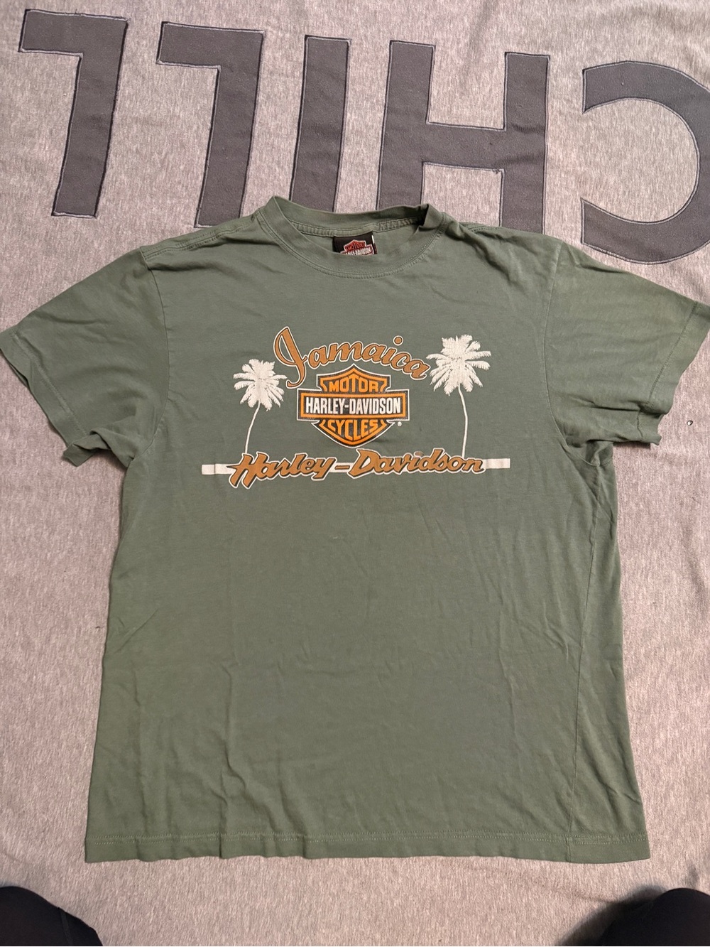 Harley-Davidson Olive Green Jamaica Palm Logo Short Sleeve Tee